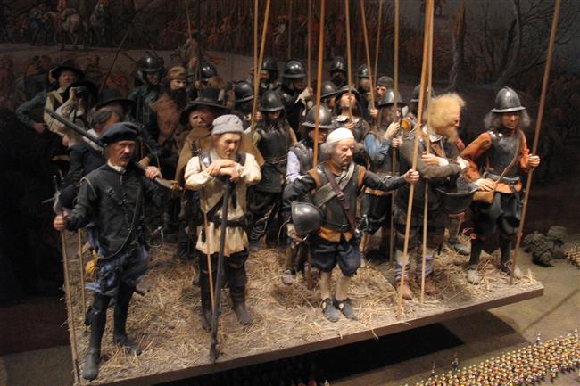 Model části pěšího a střeleckého útvaru z třicetileté války vystavený v Armádním muzeu ve Stockholmu.